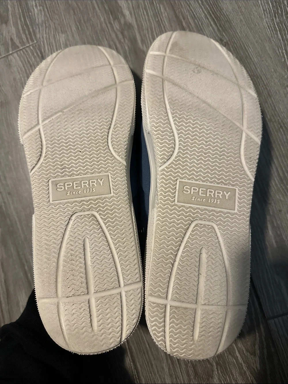 Sperry Men's Navy Canvas Boat Shoes with White Soles